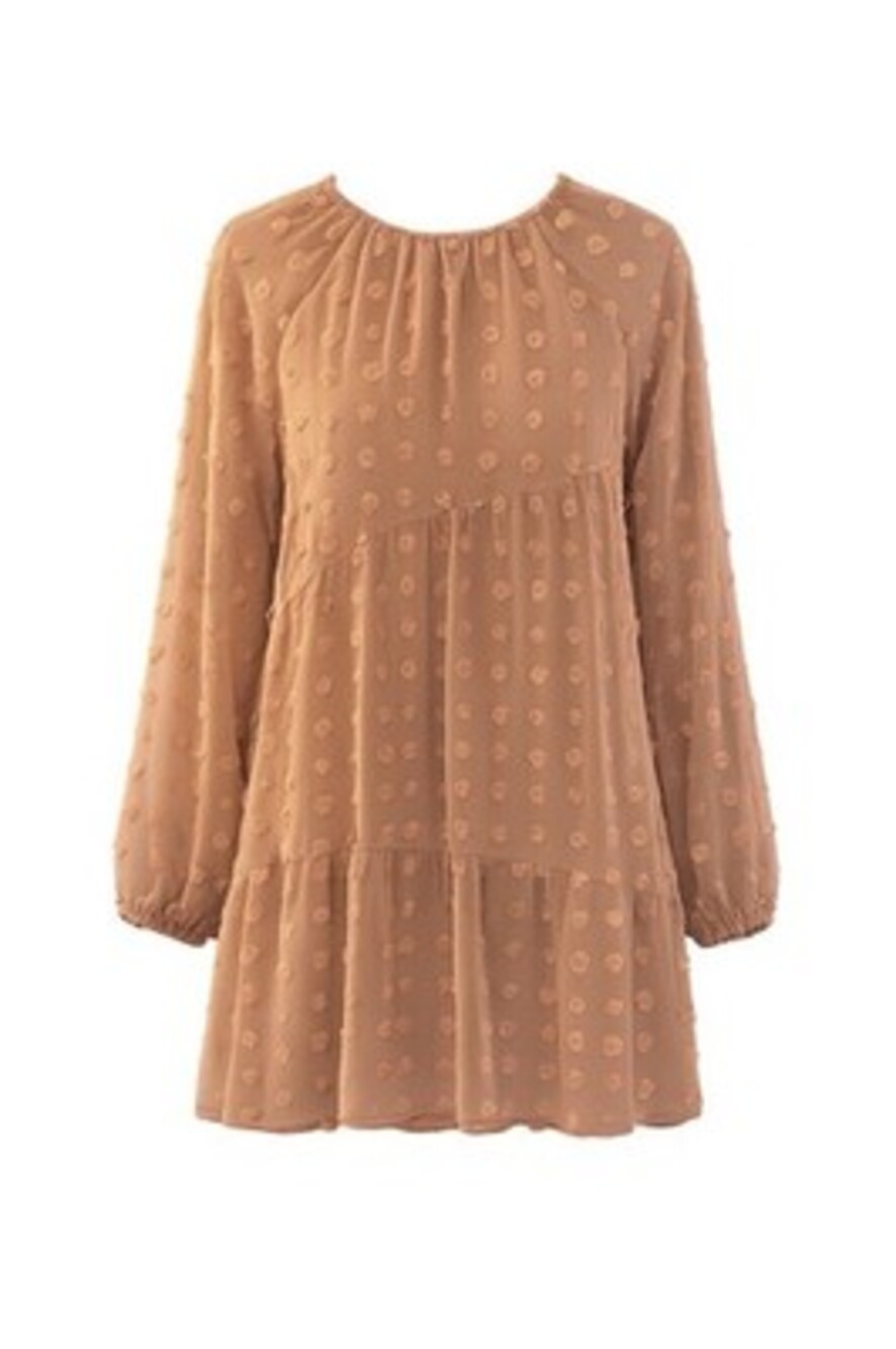Boho Easel Los Angeles Dress Flowy Ruffle Rust Color Sz Sm Long Sleeve NWT
